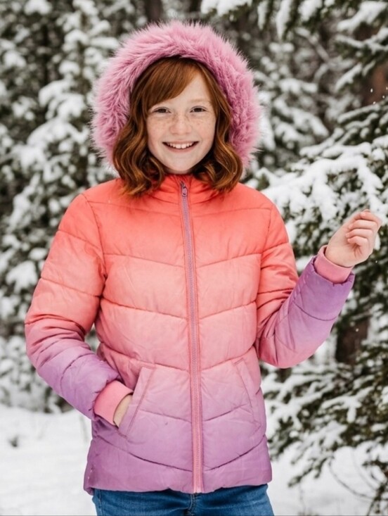 Juicy Couture Other - Y2K Juicy Couture Ombre Puffer Winter Coat Girl's Large 14 Pink Purple Preppy